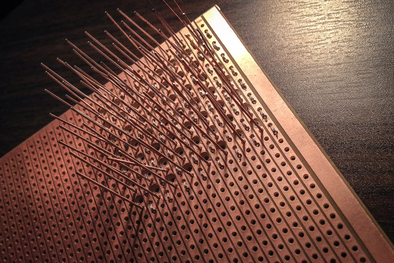 LEDs on breadboard back